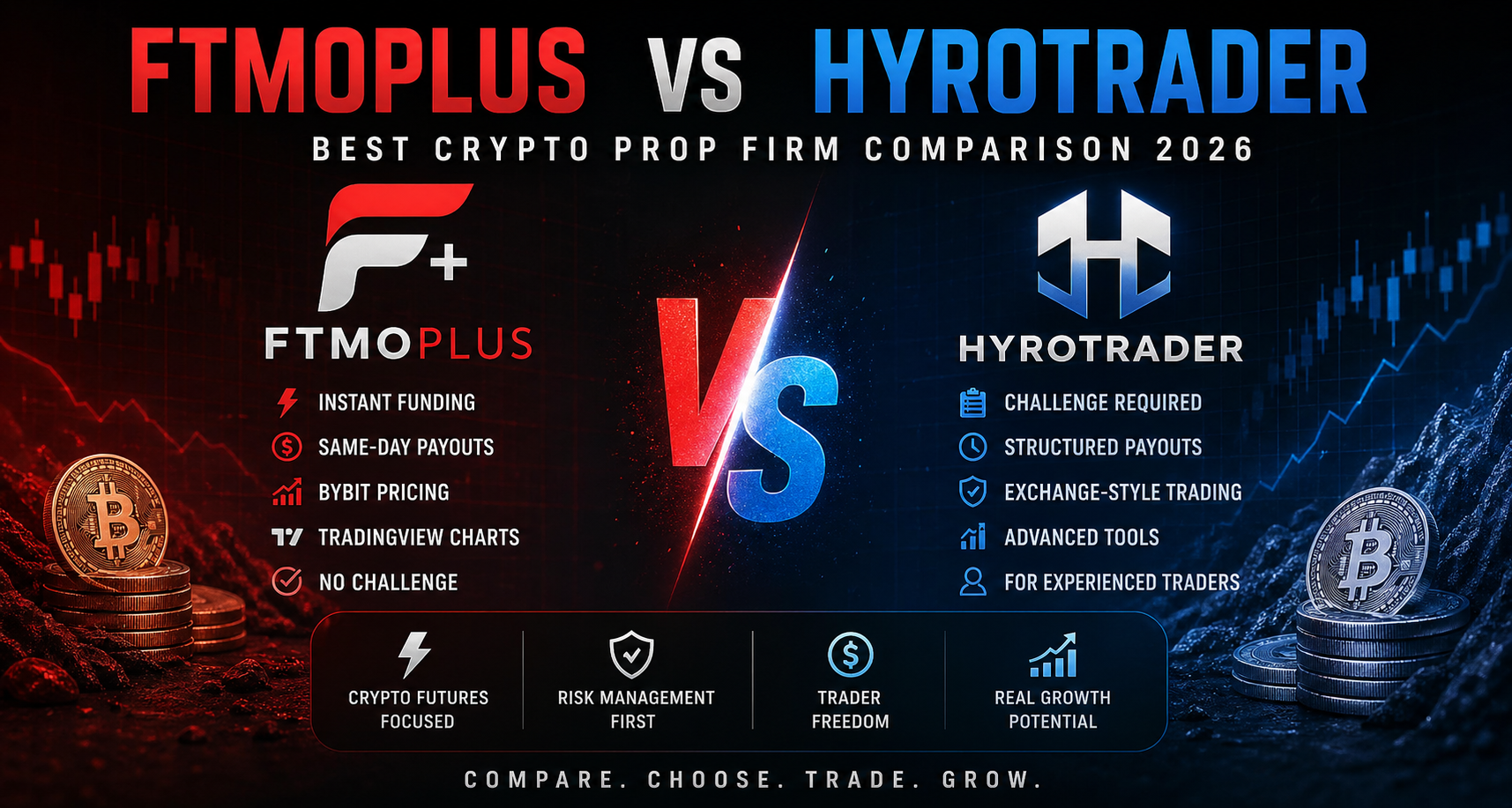 FTMOPlus vs HyroTrader crypto prop firm comparison